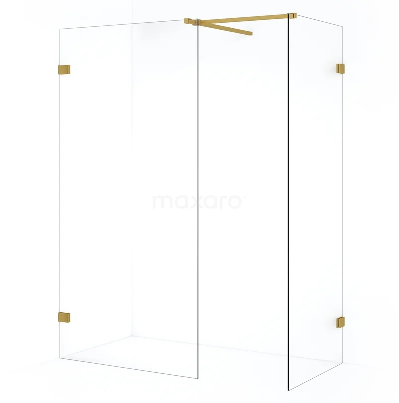 Diamond Walk-in shower | 90x70 cm Gold Clear glass 2 fixed walls IDB0709520GG