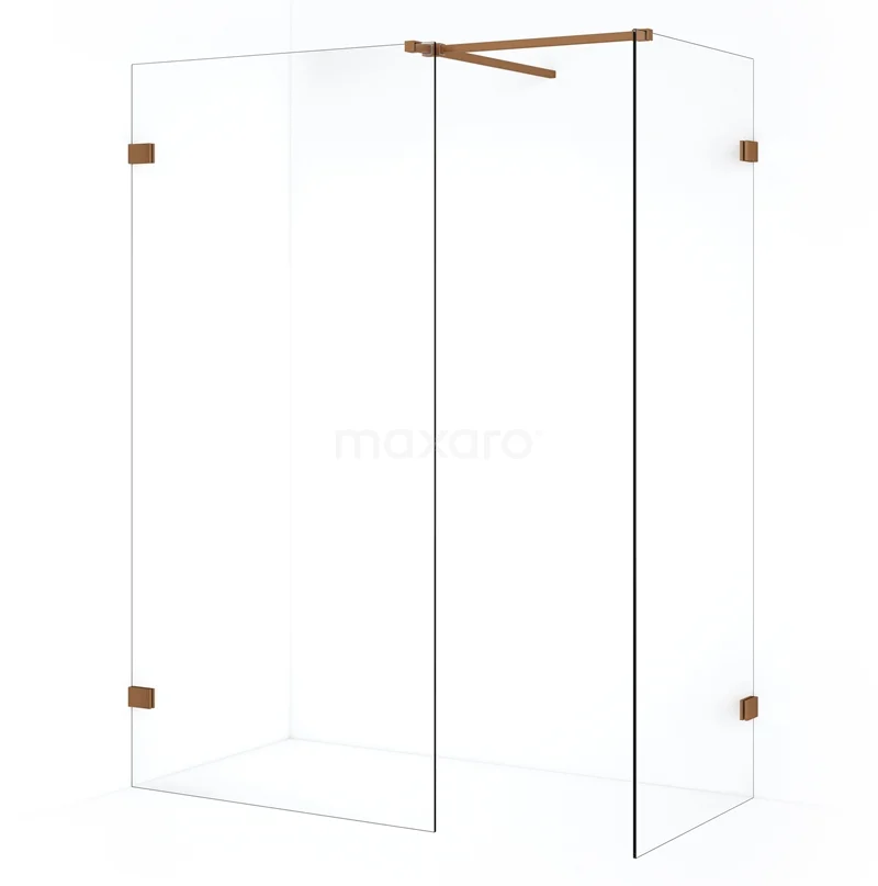 Diamond Walk-in shower | 90x70 cm Copper Clear glass 2 fixed walls IDB0709520KP