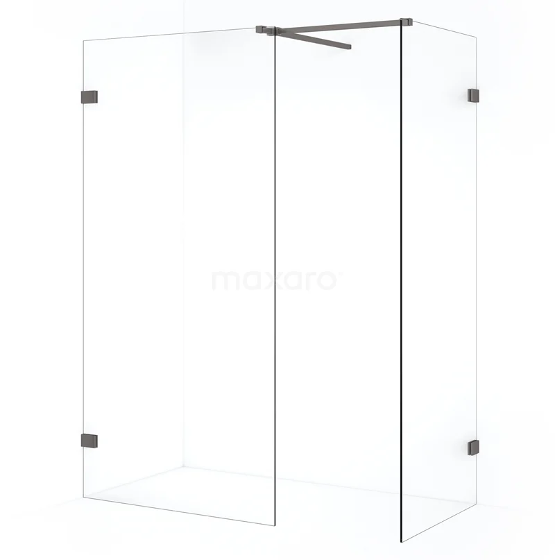 Diamond Walk-in shower | 100x70 cm Black metal Clear glass 2 fixed walls IDB0710520ZM