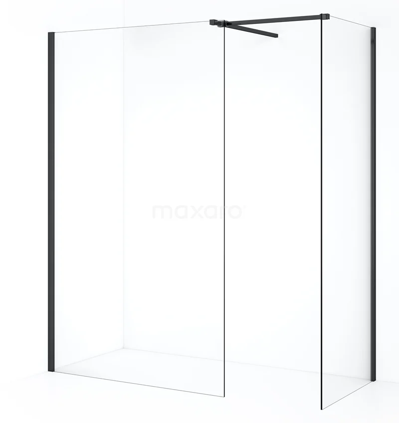 Diamond Walk-in shower | 110x80 cm Black chrome Clear glass 2 fixed walls IDB0811510BCN