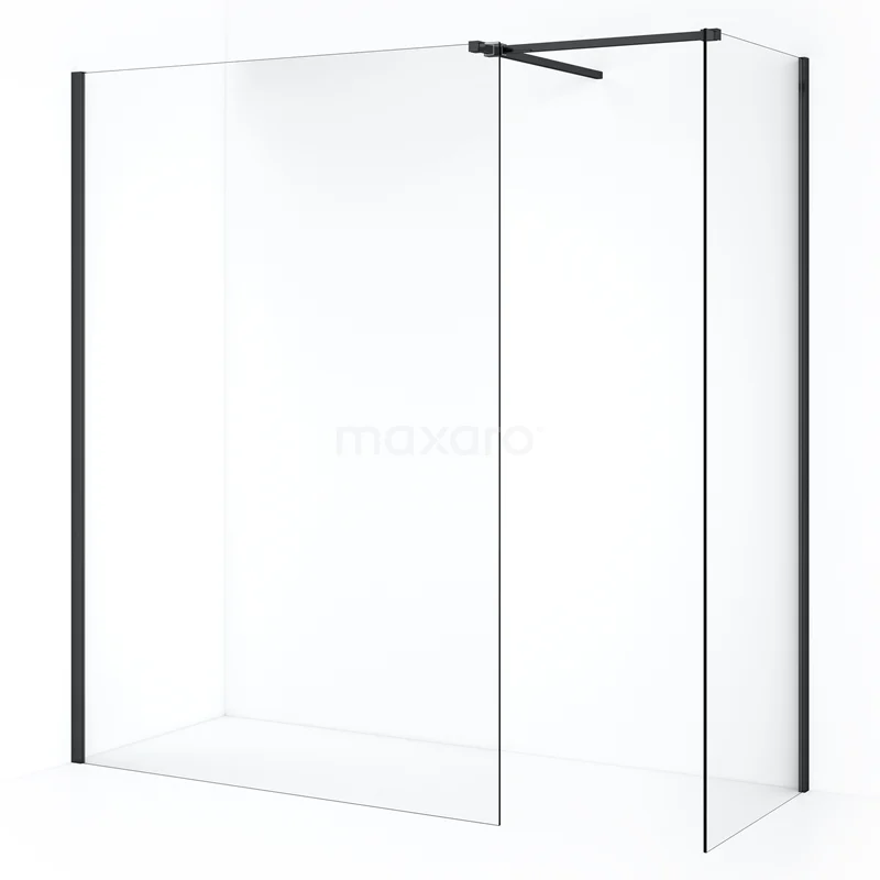 Diamond Walk-in shower | 130x100 cm Black chrome Clear glass 2 fixed walls IDB1013510BCN