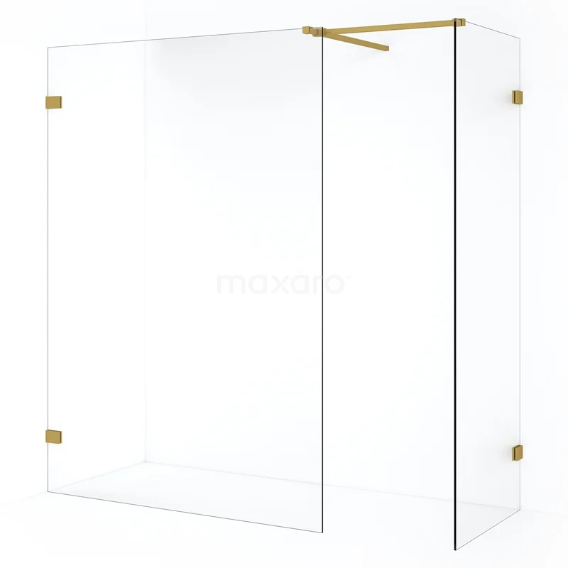 Diamond Walk-in shower | 140x70 cm Gold Clear glass 2 fixed walls IDB0714520GG