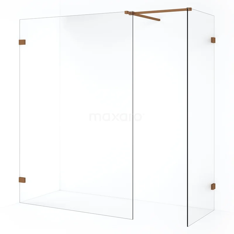 Diamond Walk-in shower | 140x70 cm Copper Clear glass 2 fixed walls IDB0714520KP
