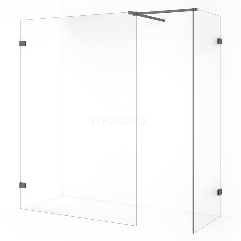 Diamond Walk-in shower | 140x80 cm Black metal Clear glass 2 fixed walls IDB0814520ZM