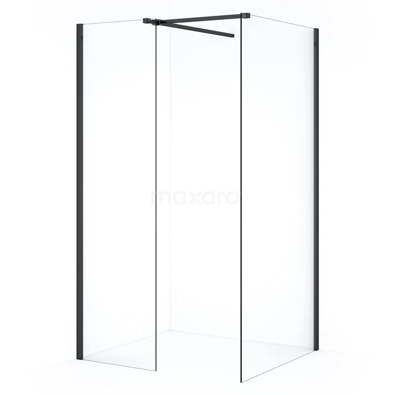 Diamond Walk-in shower | 100x60 cm Black chrome Clear glass 2 fixed walls IDB1006510BCN