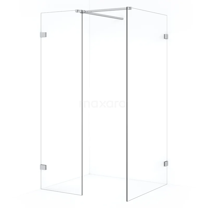 Diamond Walk-in shower | 90x50 cm Chrome Clear glass 2 fixed walls IDB0905520C
