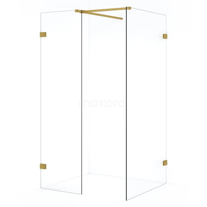 Diamond Walk-in shower | 90x50 cm Gold Clear glass 2 fixed walls IDB0905520GG