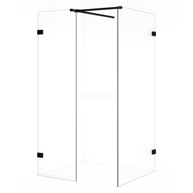 Diamond Walk-in shower | 90x60 cm Matte black Clear glass 2 fixed walls IDB0906520MB