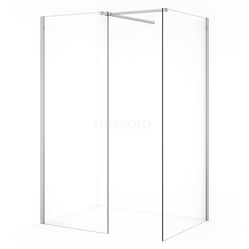 Diamond Walk-in shower | 100x70 cm Chrome Clear glass 2 fixed walls IDB1007510C