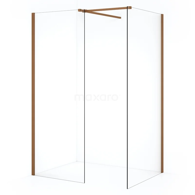 Diamond Walk-in shower | 100x80 cm Copper Clear glass 2 fixed walls IDB1008510KP