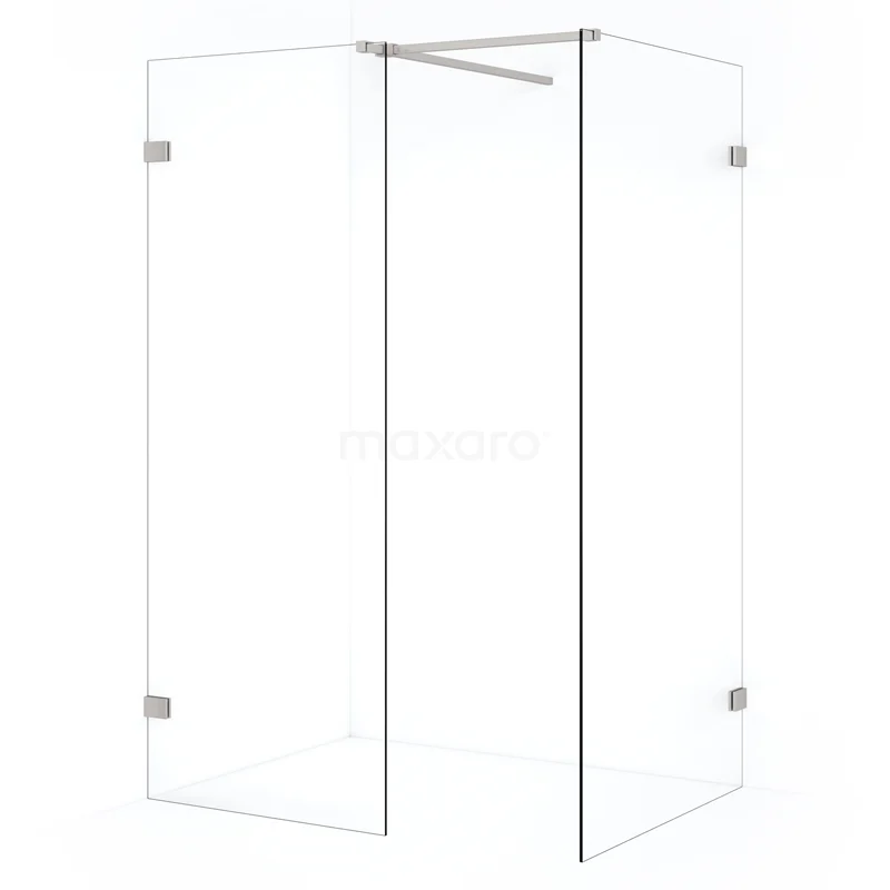 Diamond Walk-in shower | 90x80 cm Stainless steel Clear glass 2 fixed walls IDB0908520BR