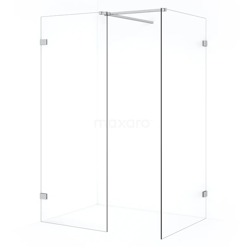 Diamond Walk-in shower | 90x80 cm Chrome Clear glass 2 fixed walls IDB0908520C