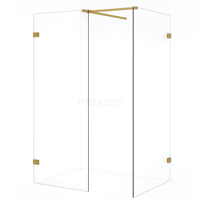 Diamond Walk-in shower | 90x80 cm Gold Clear glass 2 fixed walls IDB0908520GG