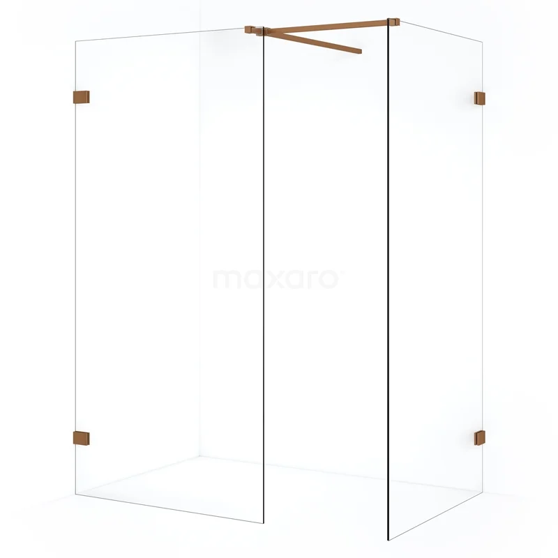 Diamond Walk-in shower | 100x90 cm Copper Clear glass 2 fixed walls IDB1009520KP