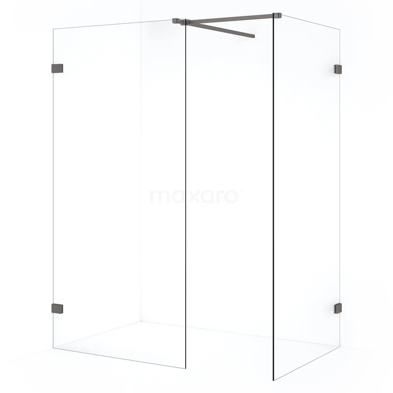 Diamond Walk-in shower | 100x100 cm Black metal Clear glass 2 fixed walls IDB1010520ZM