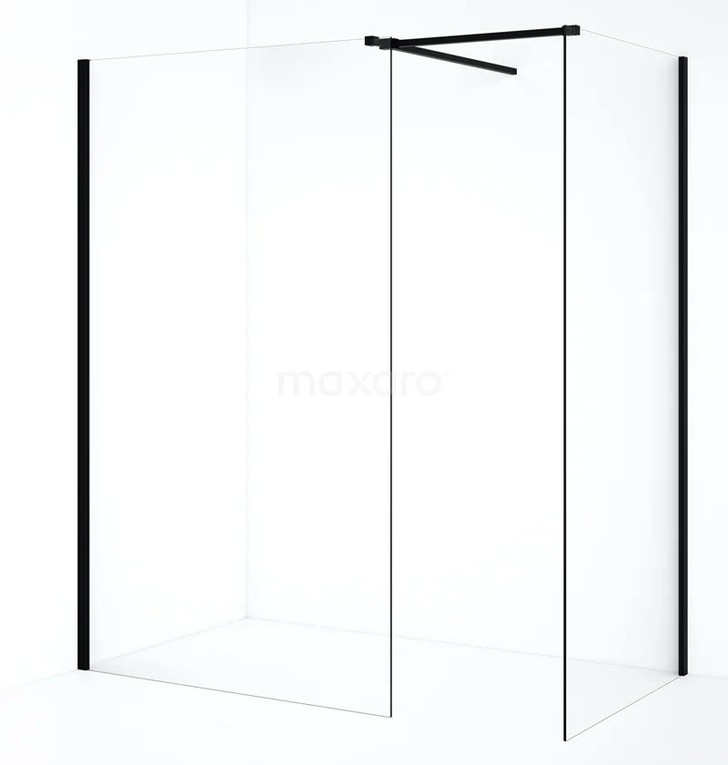 Diamond Walk-in shower | 120x90 cm Matte black Clear glass 2 fixed walls IDB0912510MB