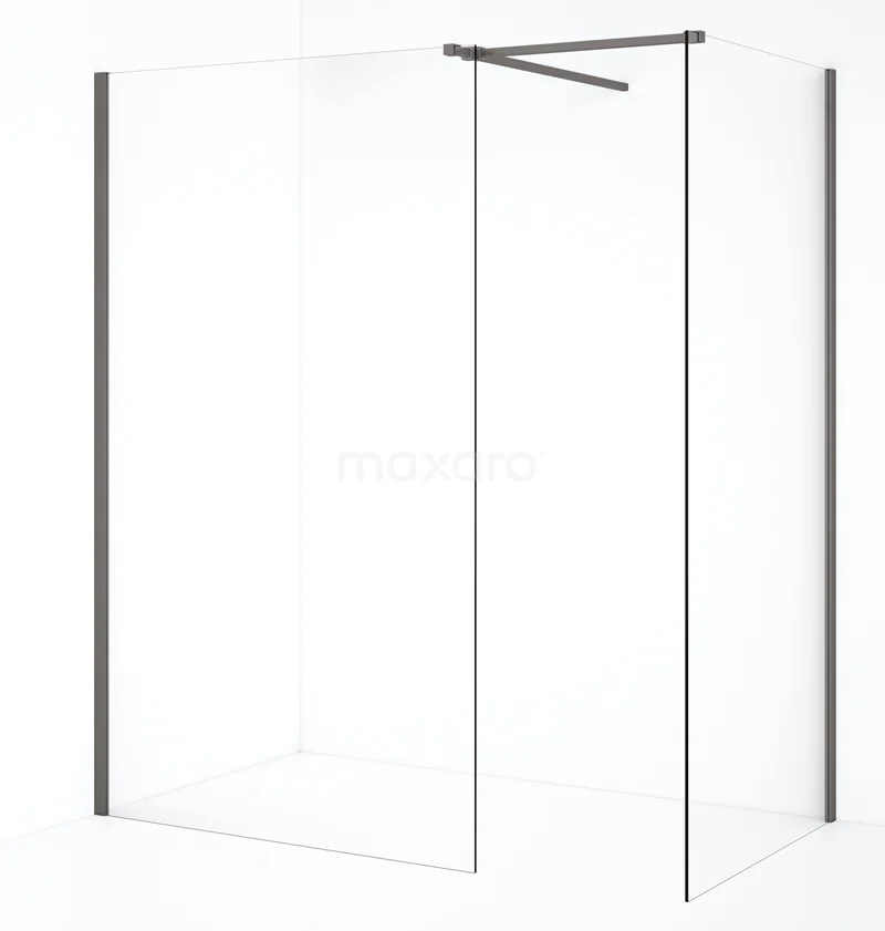 Diamond Walk-in shower | 120x90 cm Black metal Clear glass 2 fixed walls IDB0912510ZMN