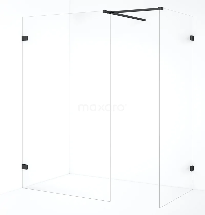 Diamond Walk-in shower | 110x100 cm Black chrome Clear glass 2 fixed walls IDB1011520BC