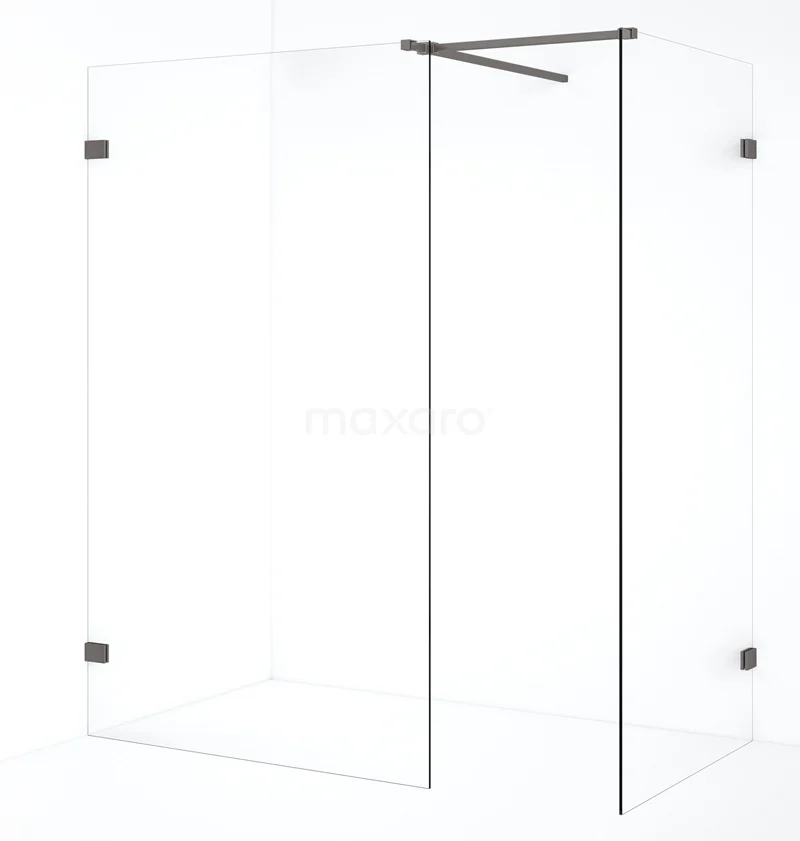 Diamond Walk-in shower | 110x90 cm Black metal Clear glass 2 fixed walls IDB0911520ZM