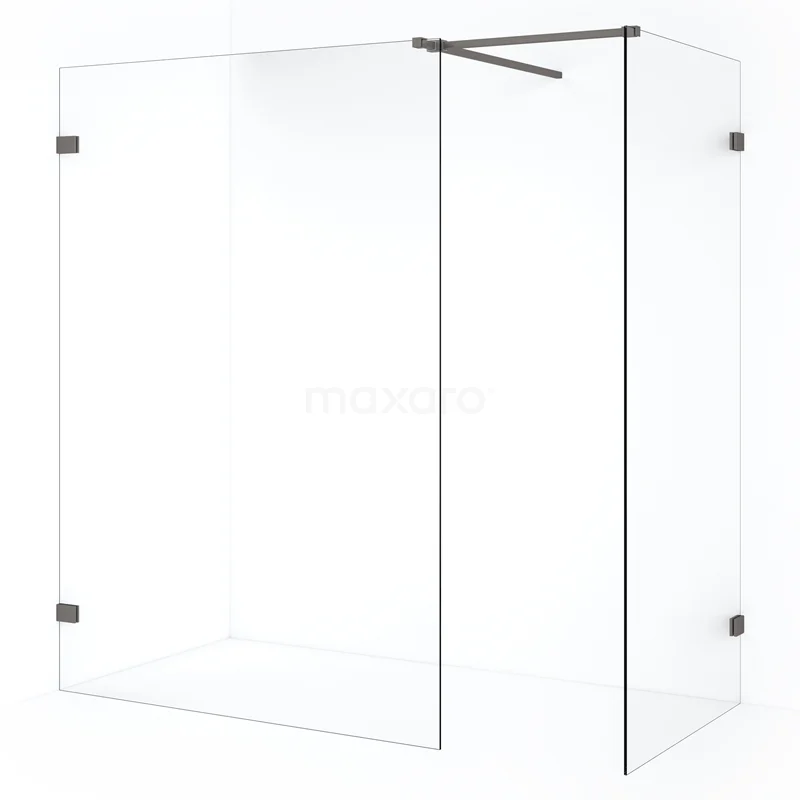 Diamond Walk-in shower | 140x90 cm Black metal Clear glass 2 fixed walls IDB0914520ZM