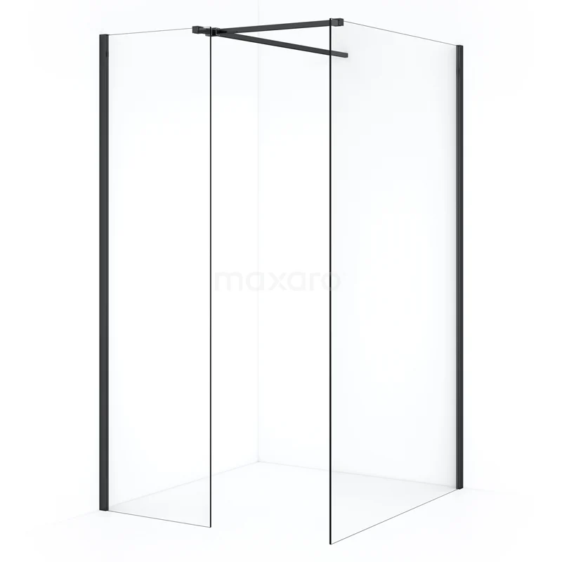 Diamond Walk-in shower | 110x60 cm Black chrome Clear glass 2 fixed walls IDB1106510BCN