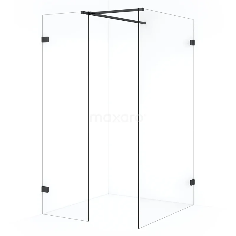 Diamond Walk-in shower | 120x50 cm Black chrome Clear glass 2 fixed walls IDB1205520BC