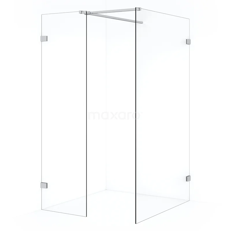Diamond Walk-in shower | 120x50 cm Chrome Clear glass 2 fixed walls IDB1205520C