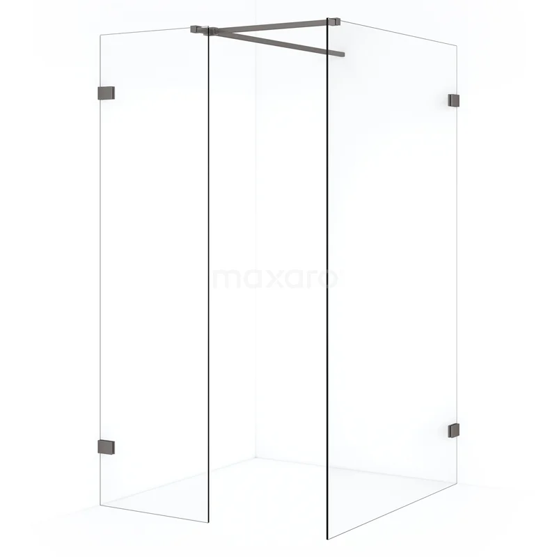 Diamond Walk-in shower | 120x60 cm Black metal Clear glass 2 fixed walls IDB1206520ZM
