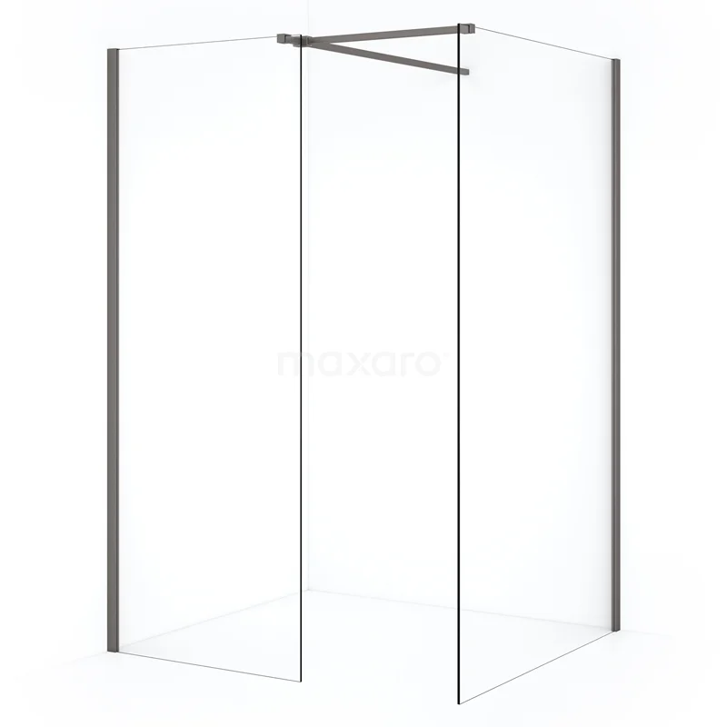Diamond Walk-in shower | 120x80 cm Black metal Clear glass 2 fixed walls IDB1208510ZMN