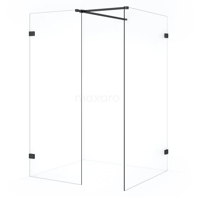 Diamond Walk-in shower | 110x70 cm Black chrome Clear glass 2 fixed walls IDB1107520BC