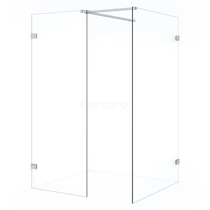 Diamond Walk-in shower | 110x70 cm Chrome Clear glass 2 fixed walls IDB1107520C