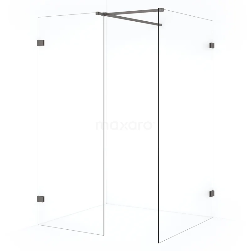Diamond Walk-in shower | 110x80 cm Black metal Clear glass 2 fixed walls IDB1108520ZM