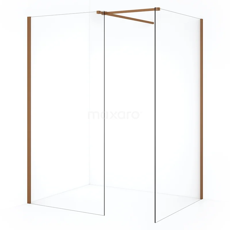 Diamond Walk-in shower | 120x90 cm Copper Clear glass 2 fixed walls IDB1209510KP