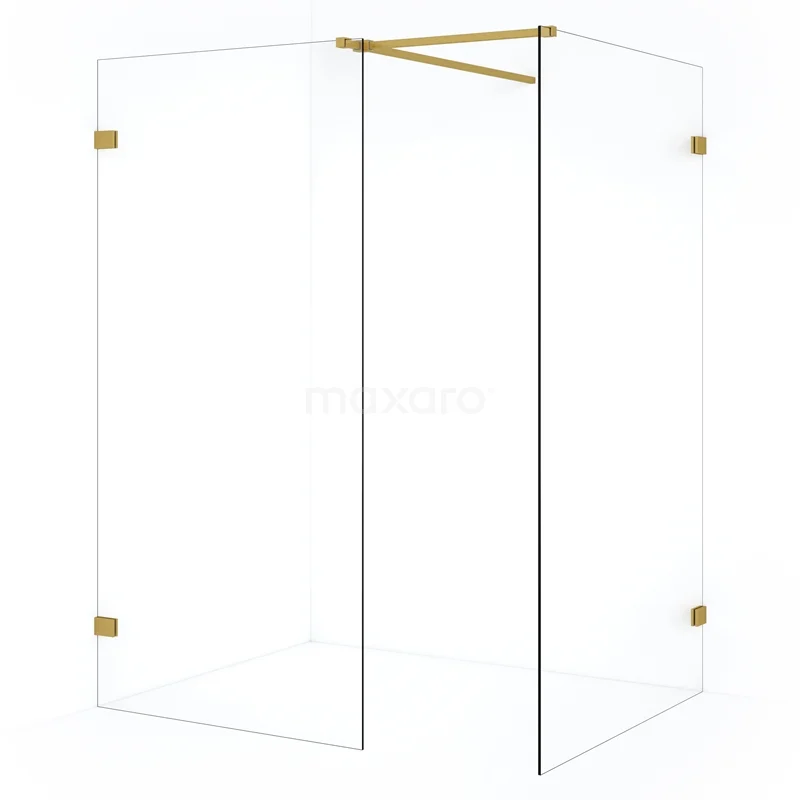 Diamond Walk-in shower | 110x100 cm Gold Clear glass 2 fixed walls IDB1110520GG