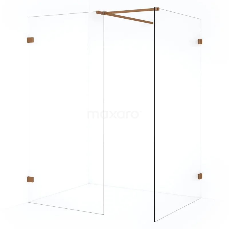 Diamond Walk-in shower | 110x100 cm Copper Clear glass 2 fixed walls IDB1110520KP