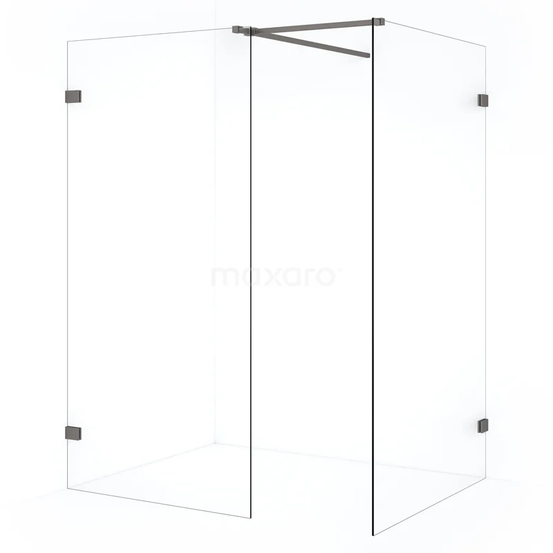 Diamond Walk-in shower | 120x100 cm Black metal Clear glass 2 fixed walls IDB1210520ZM