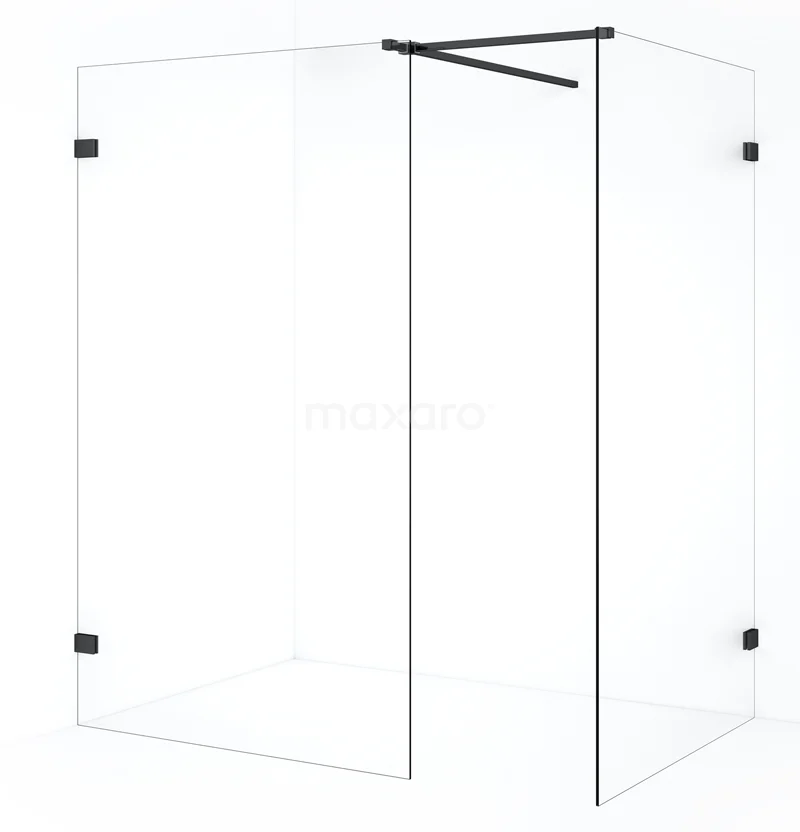 Diamond Walk-in shower | 120x110 cm Black chrome Clear glass 2 fixed walls IDB1211520BC