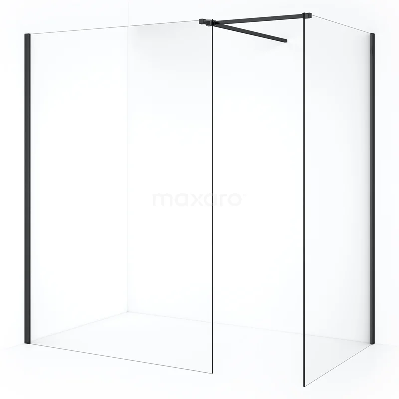 Diamond Walk-in shower | 130x120 cm Black chrome Clear glass 2 fixed walls IDB1213510BCN