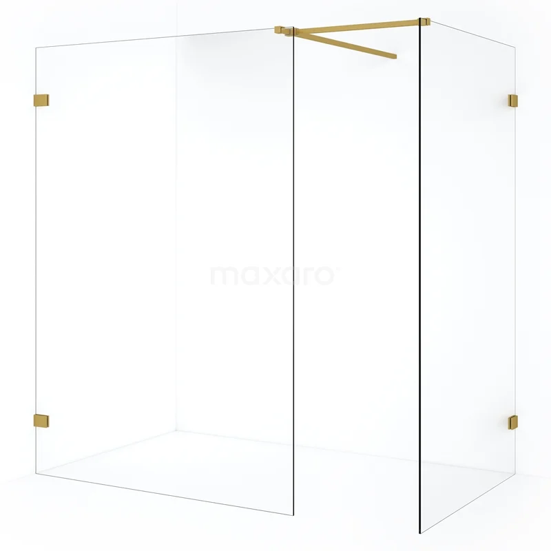 Diamond Walk-in shower | 130x110 cm Gold Clear glass 2 fixed walls IDB1113520GG