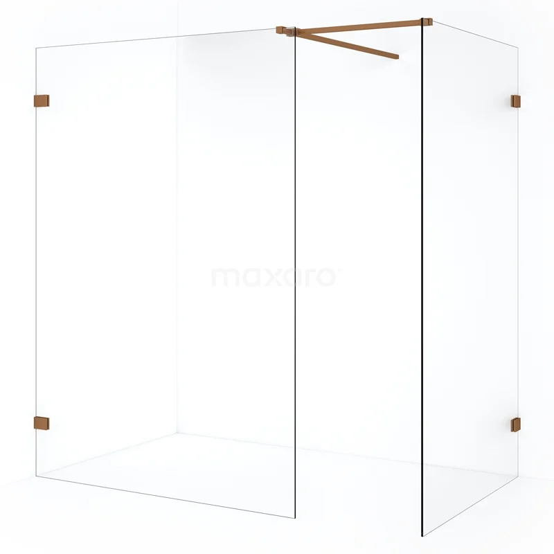 Diamond Walk-in shower | 130x110 cm Copper Clear glass 2 fixed walls IDB1113520KP