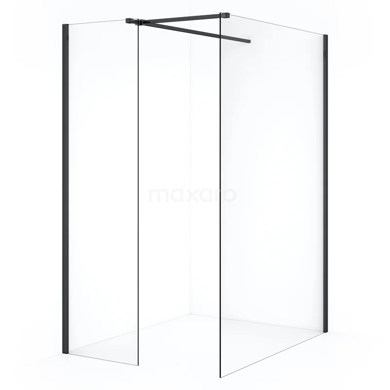 Diamond Walk-in shower | 140x60 cm Black chrome Clear glass 2 fixed walls IDB1406510BCN