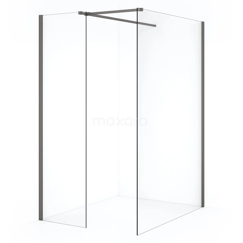 Diamond Walk-in shower | 130x50 cm Black metal Clear glass 2 fixed walls IDB1305510ZMN