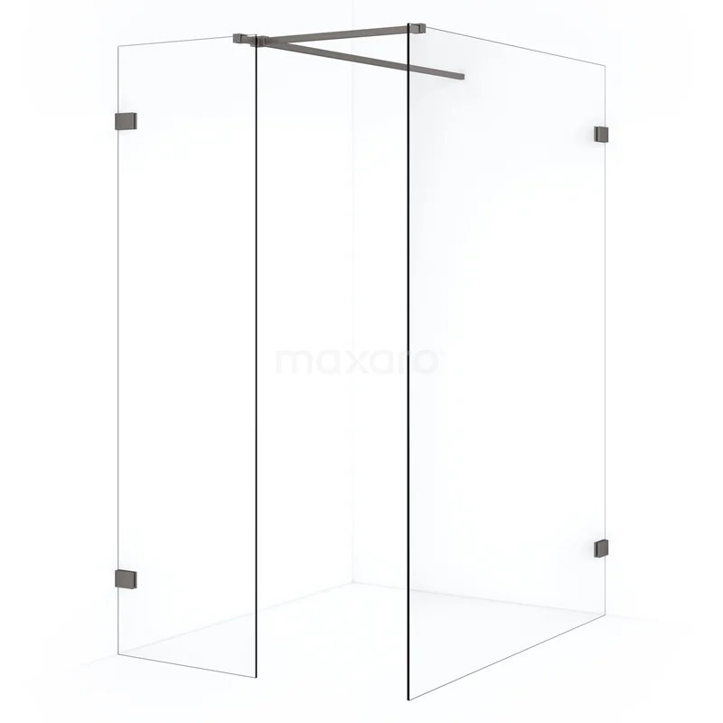 Diamond Walk-in shower | 130x60 cm Black metal Clear glass 2 fixed walls IDB1306520ZM