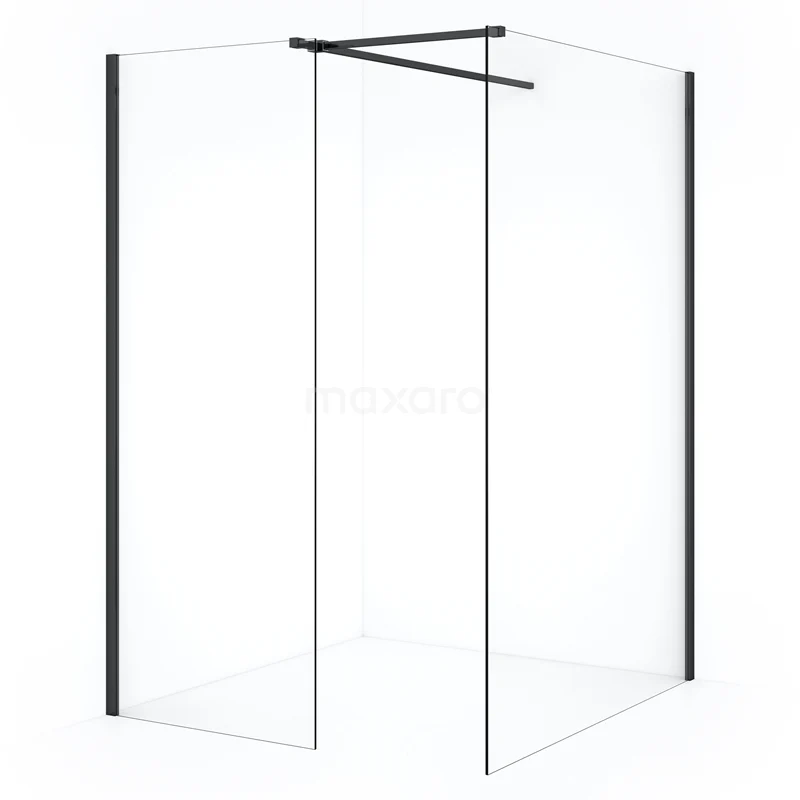 Diamond Walk-in shower | 130x70 cm Black chrome Clear glass 2 fixed walls IDB1307510BCN