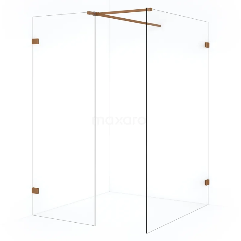 Diamond Walk-in shower | 140x70 cm Copper Clear glass 2 fixed walls IDB1407520KP