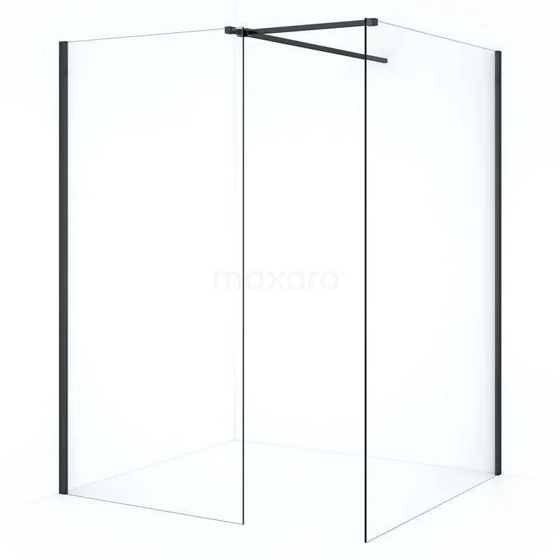 Diamond Walk-in shower | 140x100 cm Black chrome Clear glass 2 fixed walls IDB1410510BCN