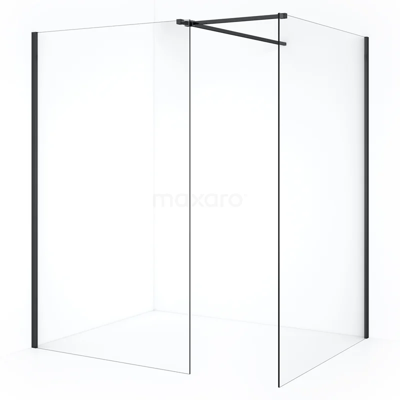 Diamond Walk-in shower | 140x110 cm Black chrome Clear glass 2 fixed walls IDB1411510BCN