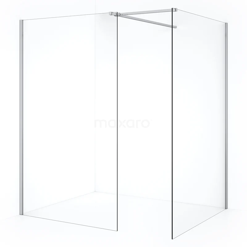 Diamond Walk-in shower | 140x110 cm Chrome Clear glass 2 fixed walls IDB1411510C