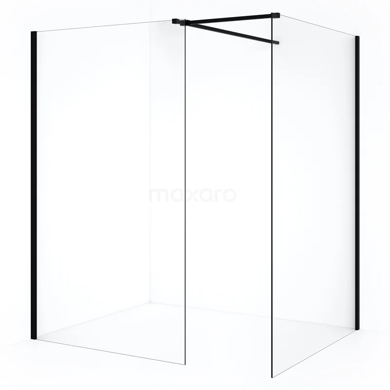 Diamond Walk-in shower | 140x120 cm Matte black Clear glass 2 fixed walls IDB1412510MB