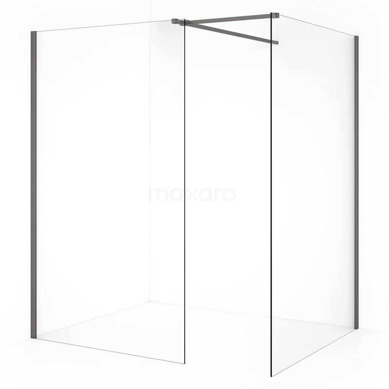 Diamond Walk-in shower | 140x120 cm Black metal Clear glass 2 fixed walls IDB1412510ZMN